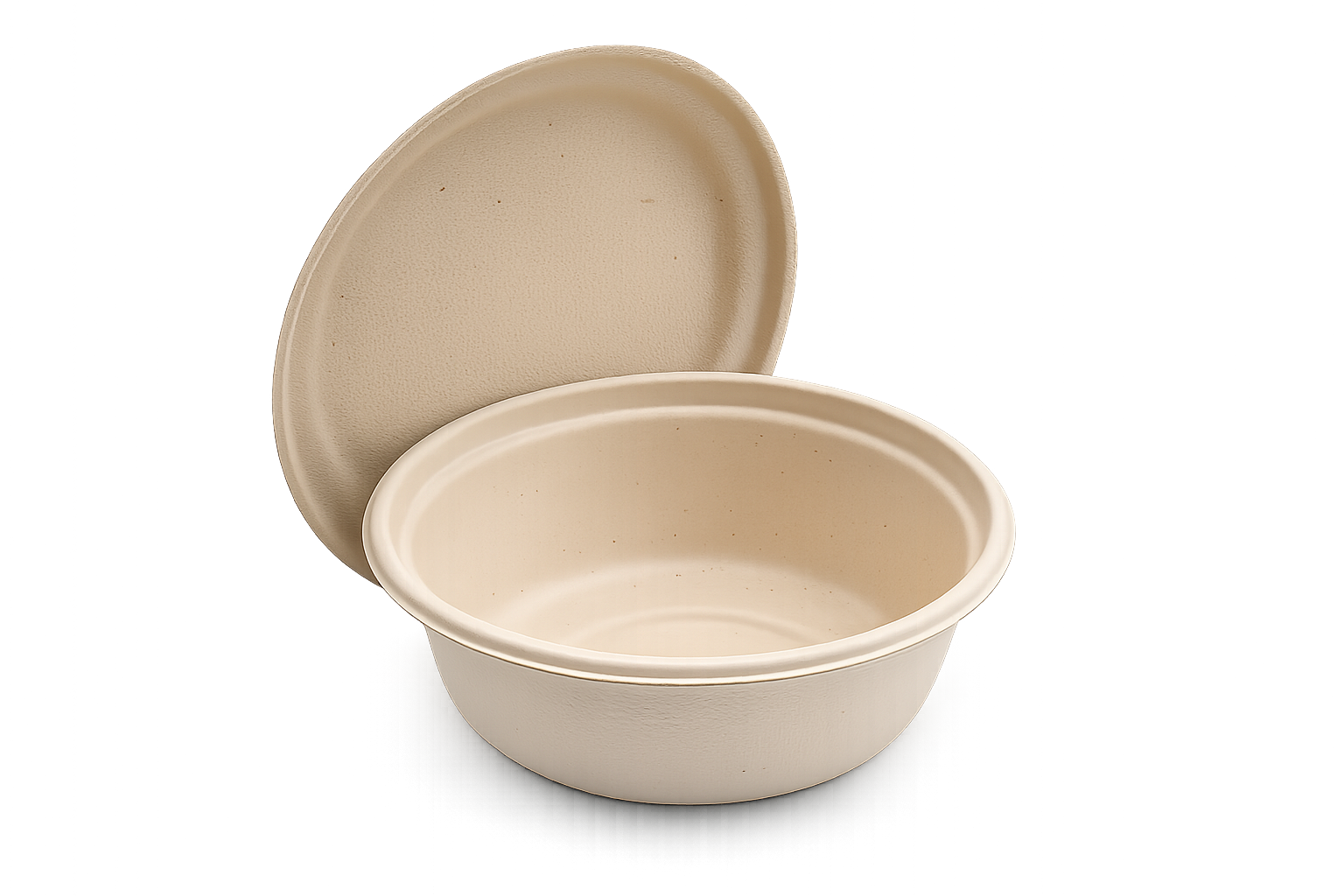 16 oz (500 ml) Bagasse Bowl with Lid (Round)